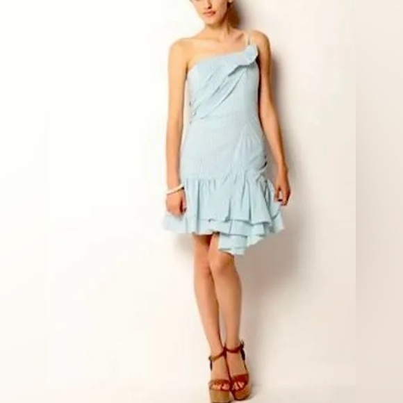 Betsy Johnson Y2K One Shoulder Ruffle Stripe Mini Dress - Picture 3 of 16